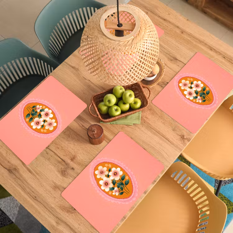 Tovagliette - Illustrazione - Fiori - Bordo - Rosa — 3