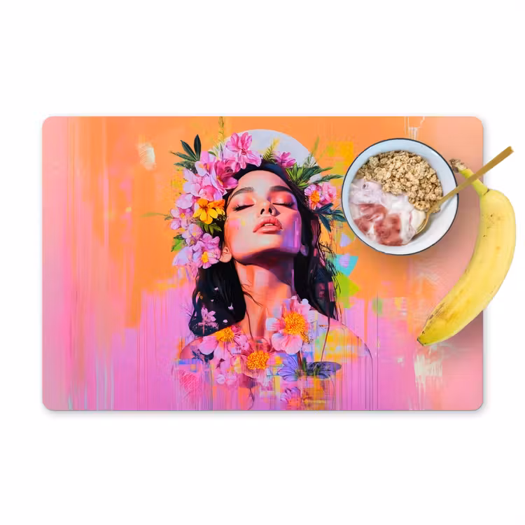 Tovaglietta in vinile - Ritratto - Corona di fiori - Donna — 1