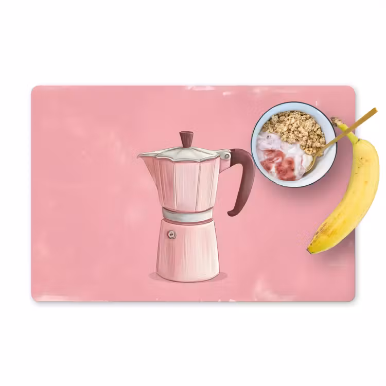 Tovaglietta in vinile - Rosa - Mug pot - Illustrazione - Caffè — 1