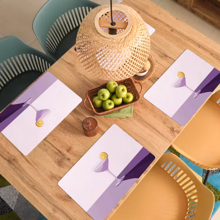 Tovaglietta in vinile - Cocktail - Viola - Minimalista - Limone — 3