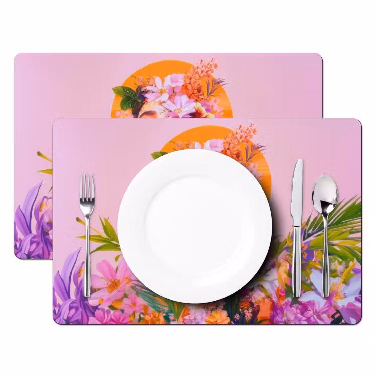 Tovaglietta in vinile - Donna - Astratto - Cerchio - Fiori — 2