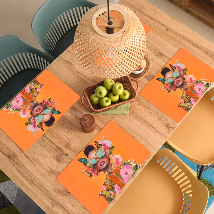 Tovaglietta in vinile - Farfalle - Donna - Occhiali da sole - Colorati — 3