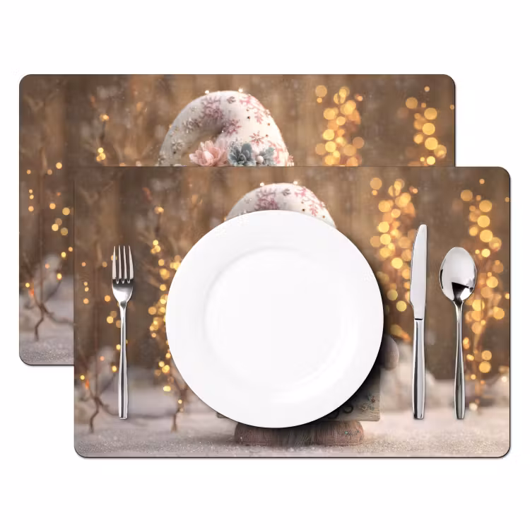 Tovaglietta in vinile - Natale - Gnomo - Piatto - Colorato — 2