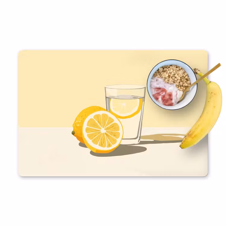 Tovagliette - Bicchiere - Fette di limone - Giallo — 1