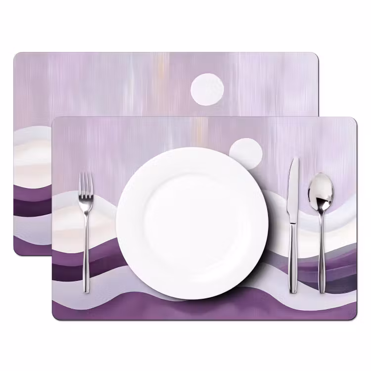 Tovaglietta in vinile - Onde - Colline - Astratto - Viola — 2