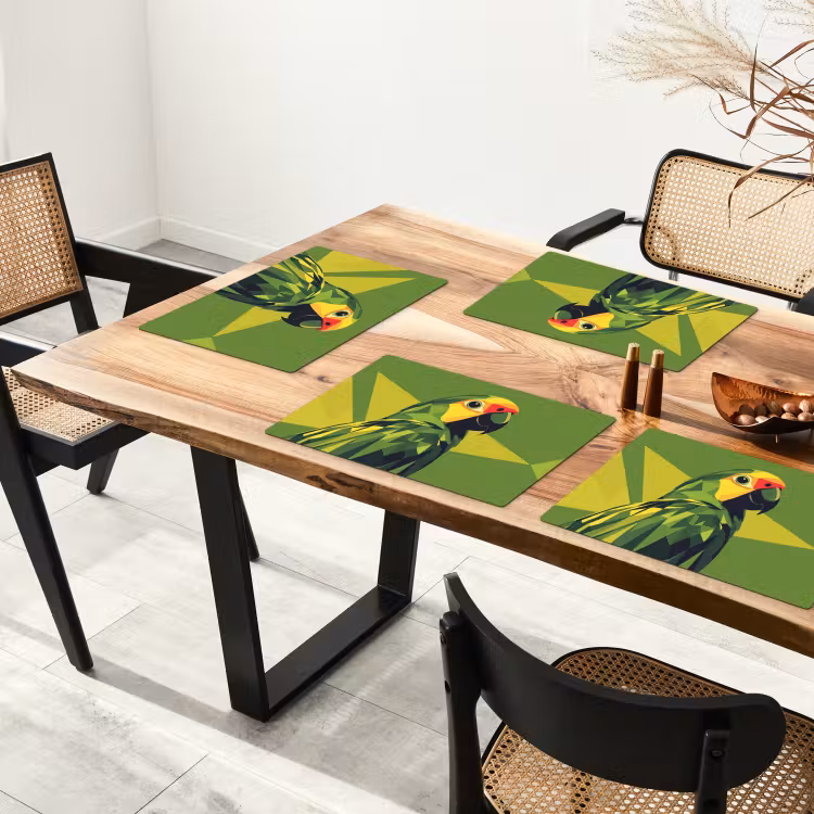 Tovaglietta in vinile - Pappagallo - Verde - Becco - Astratto — 4