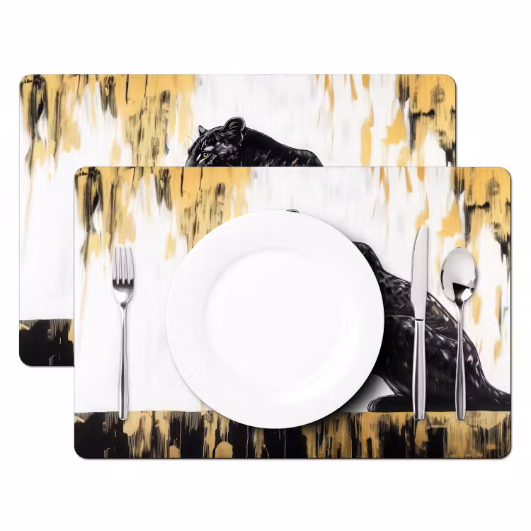 Tovaglietta in vinile - Pantera - Nero - Astratto - Oro — 2