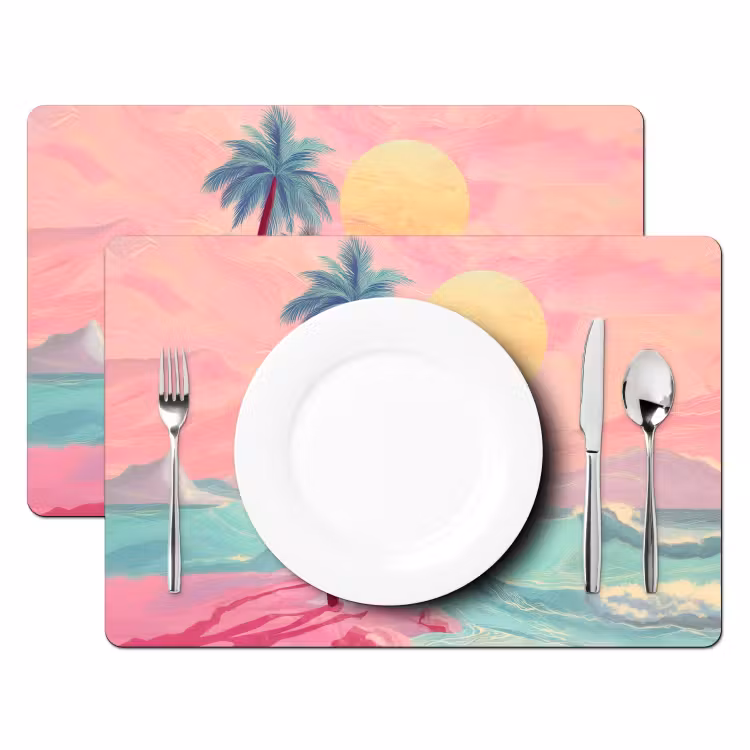 Tovaglietta in vinile - Palme - Onde - Mare — 2