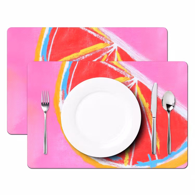 Tovaglietta in vinile - Pompelmo - Dipinto - Rosa - Righe — 2
