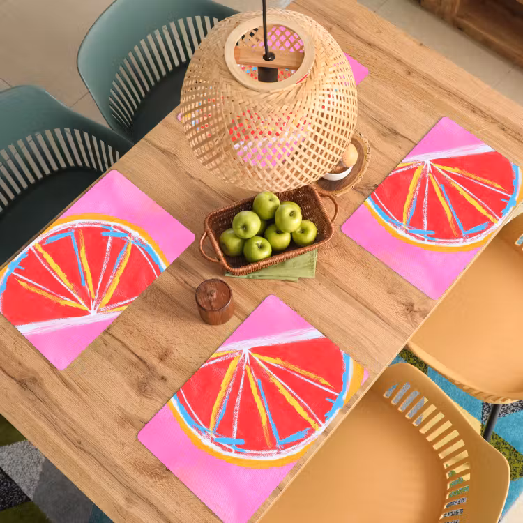 Tovaglietta in vinile - Pompelmo - Dipinto - Rosa - Righe — 3