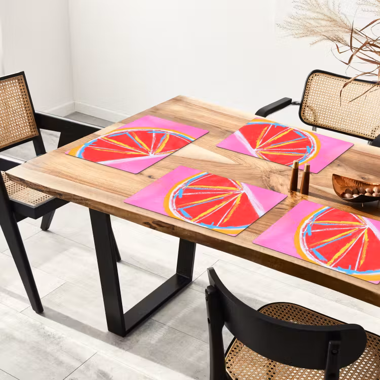 Tovaglietta in vinile - Pompelmo - Dipinto - Rosa - Righe — 4