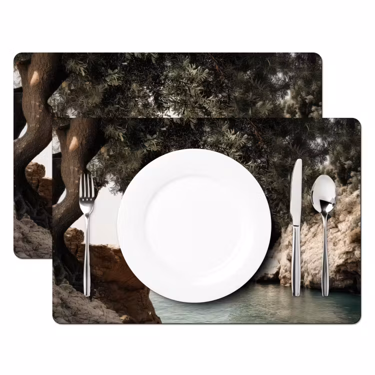 Tovaglietta in vinile - Rocce - Mare - Albero - Verde — 2
