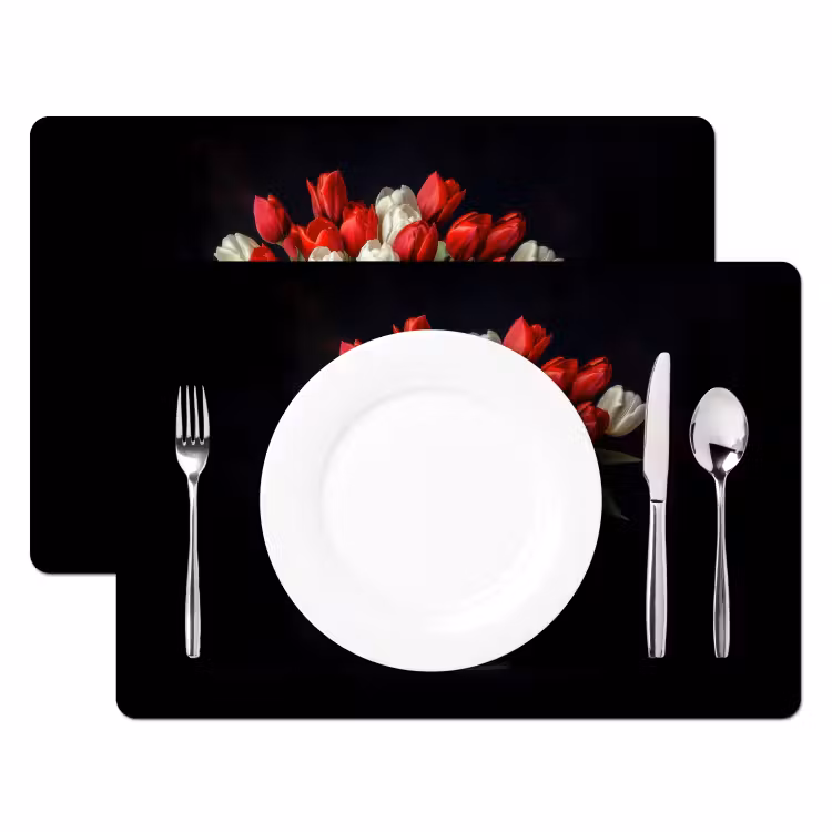 Tovaglietta in vinile - Rosso - Fiori - Tulipani - Vaso — 2