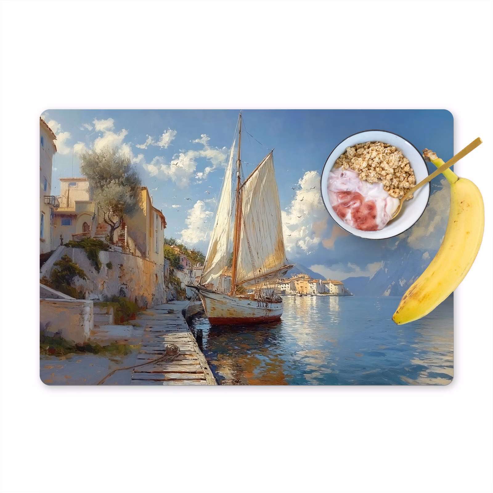 Tovaglietta in vinile - Veliero - Case - Banchina - Mare — 1