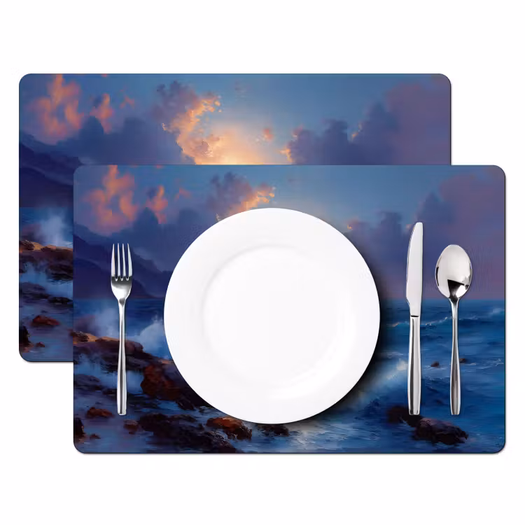 Tovaglietta in vinile - Onde - Mare - Colorato - Rocce — 2