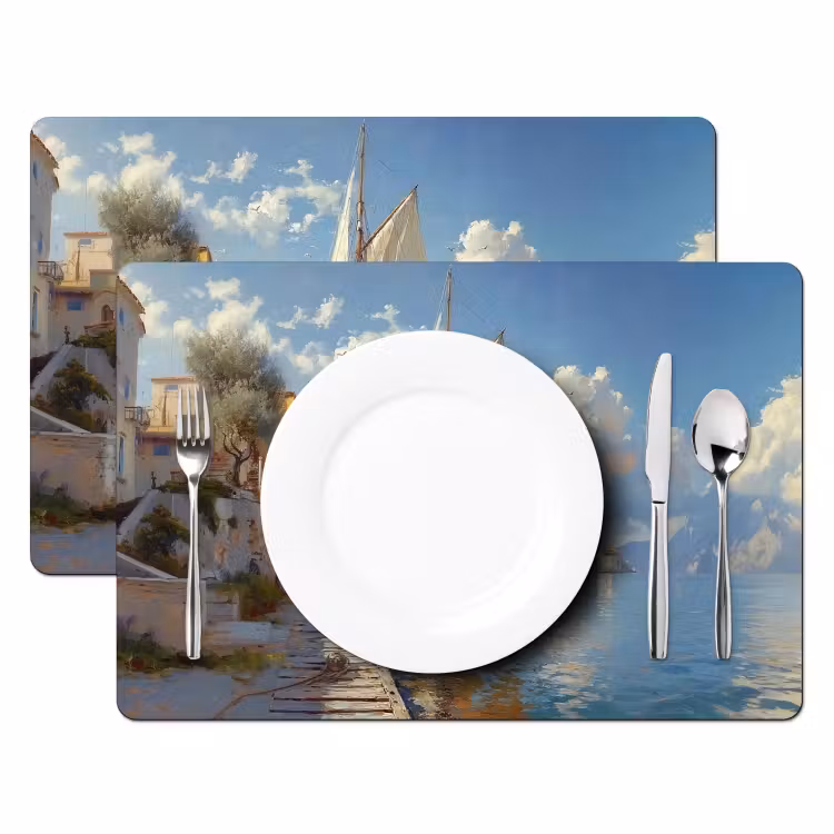 Tovaglietta in vinile - Veliero - Case - Banchina - Mare — 2