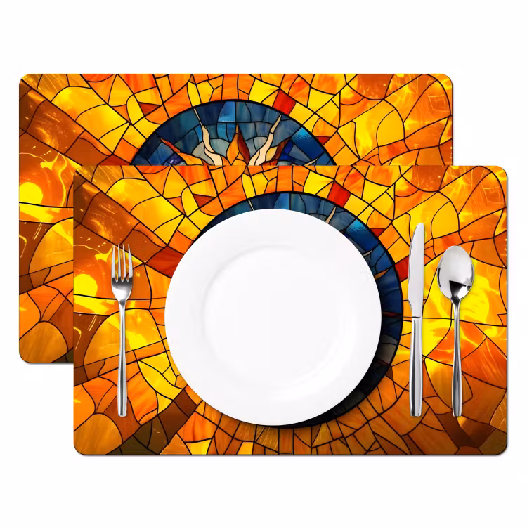 Tovaglietta in vinile - Mosaico - Sole - Giallo - Cerchio — 2