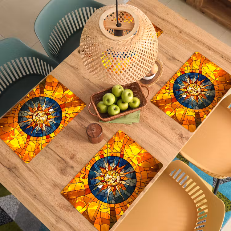 Tovaglietta in vinile - Mosaico - Sole - Giallo - Cerchio — 3