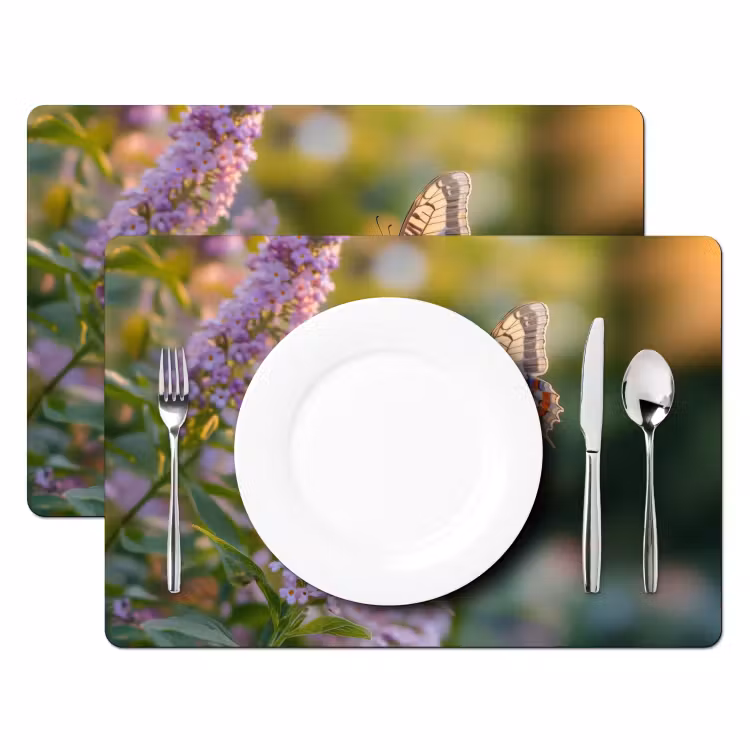 Tovaglietta in vinile - Ornato - Farfalla - Viola - Fiori — 2