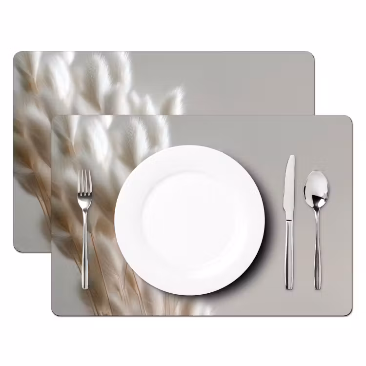 Tovaglietta in vinile - Plumes - Beige - Minimalista — 2