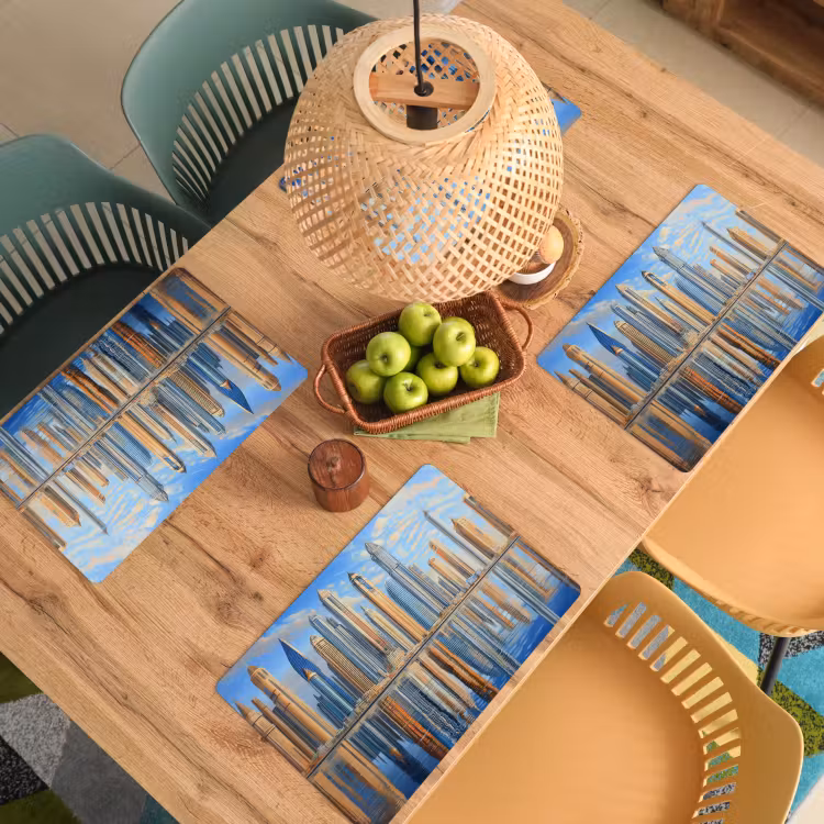 Tovaglietta in vinile - Skyline - Grattacieli - Acqua - Blu — 3