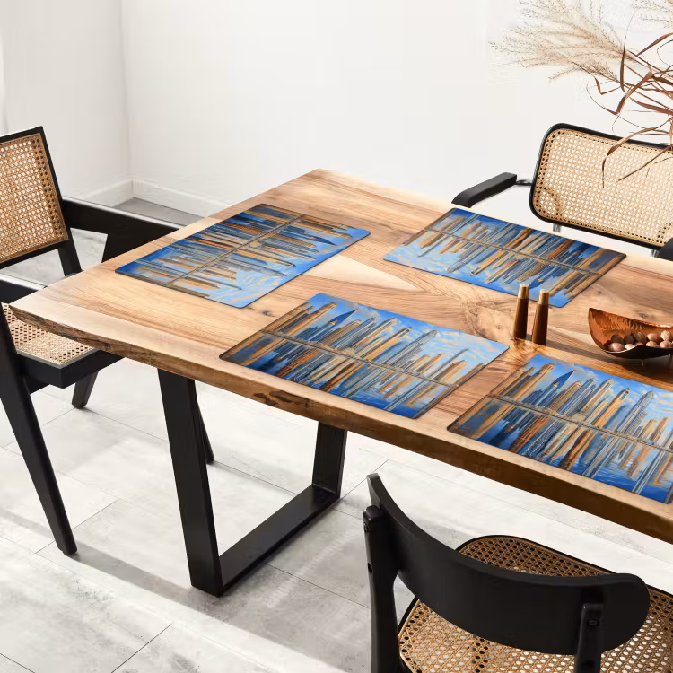 Tovaglietta in vinile - Skyline - Grattacieli - Acqua - Blu — 4