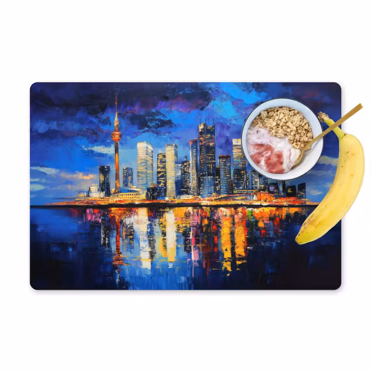 Tovaglietta in vinile - Skyline Toronto - Moderno - Luce della città - Blu — 1