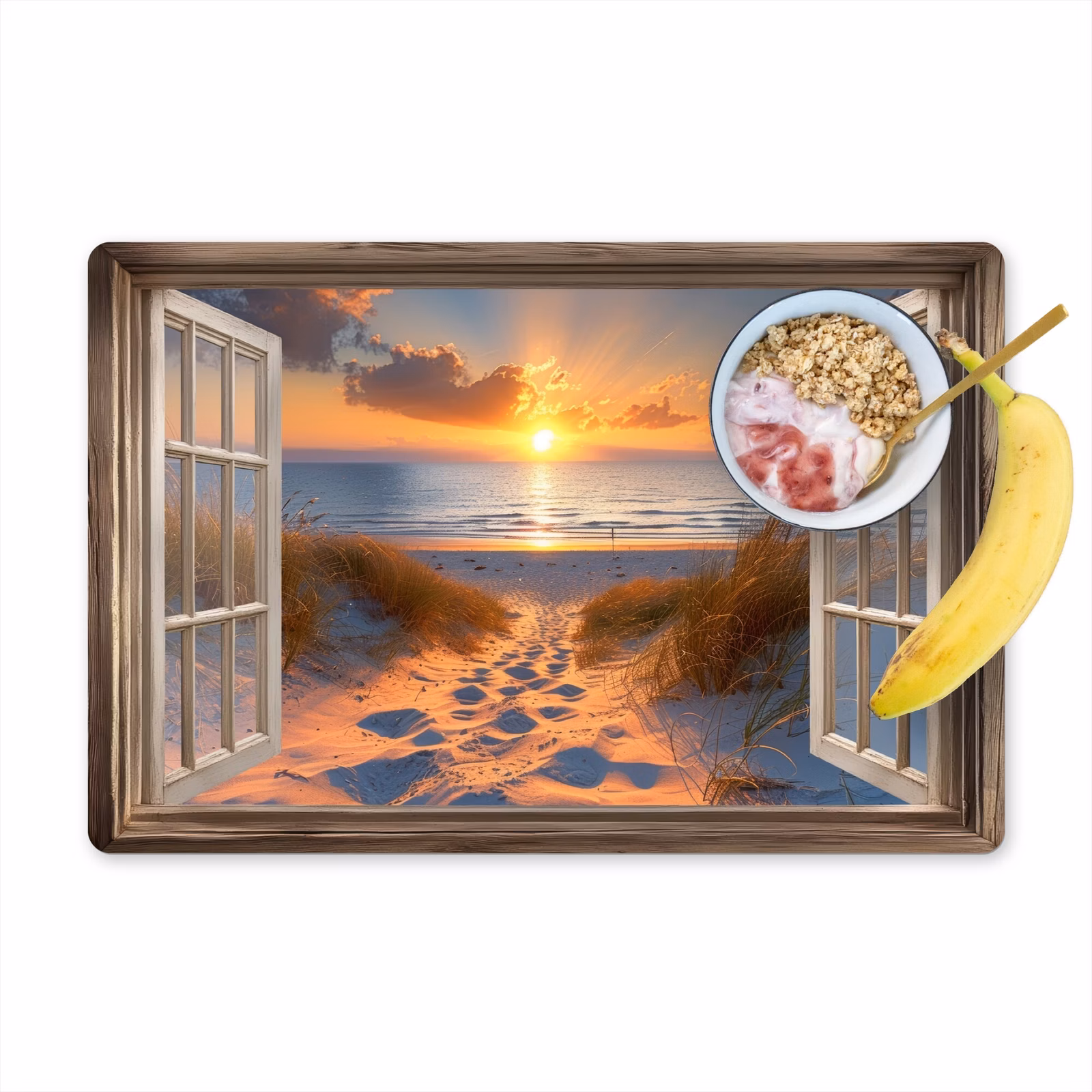 Tovaglietta in vinile - Sguardo - Spiaggia - Dune - Tramonto — 1