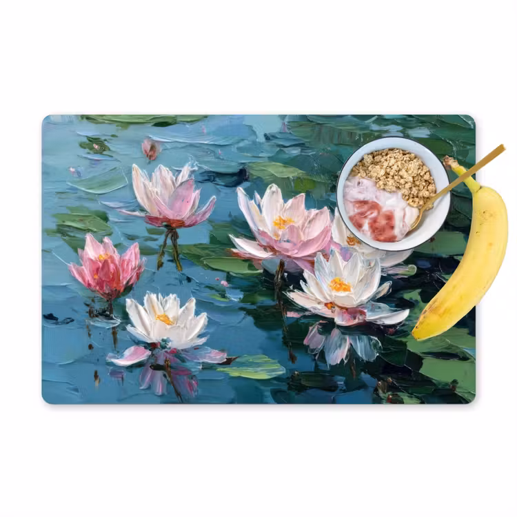 Tovaglietta in vinile - Ninfee - Fiori - Rosa - Acqua — 1