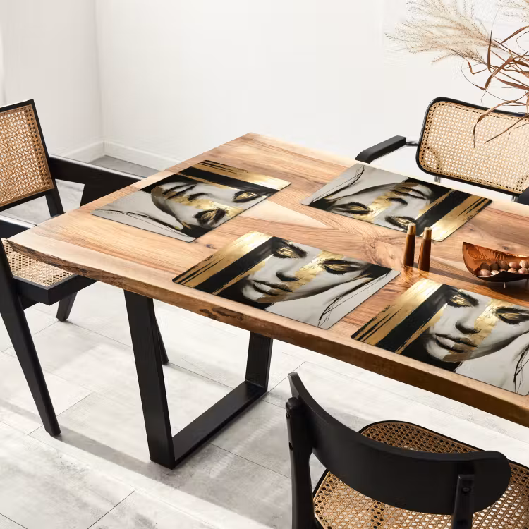 Tovaglietta in vinile - Occhi - Viso - Oro - Strisce — 4