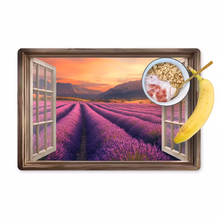 Tovaglietta in vinile - Trasparente - Lavanda - Paesaggio - Fiori - Viola — 1