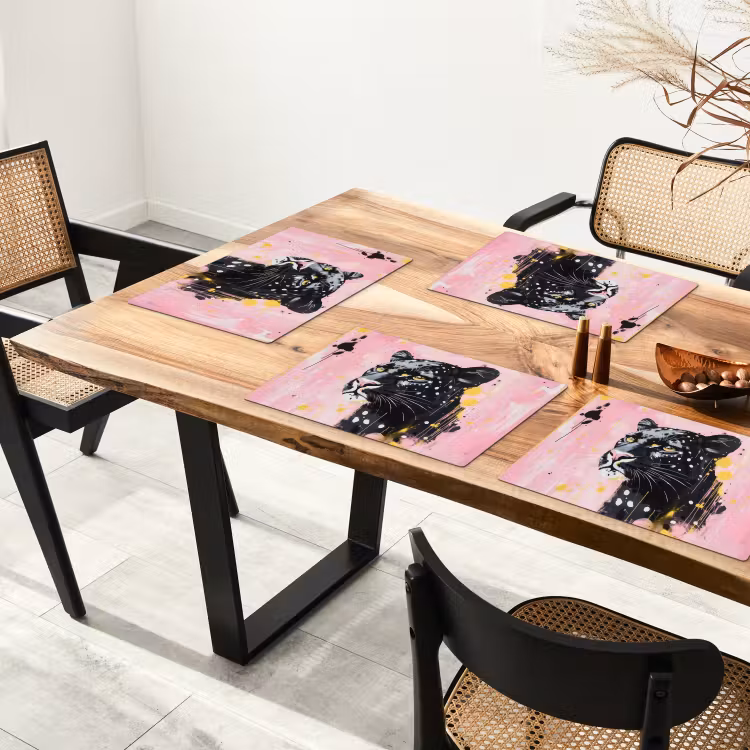 Tovaglietta in vinile - Nero - Pantera - Rosa - Astratto — 4