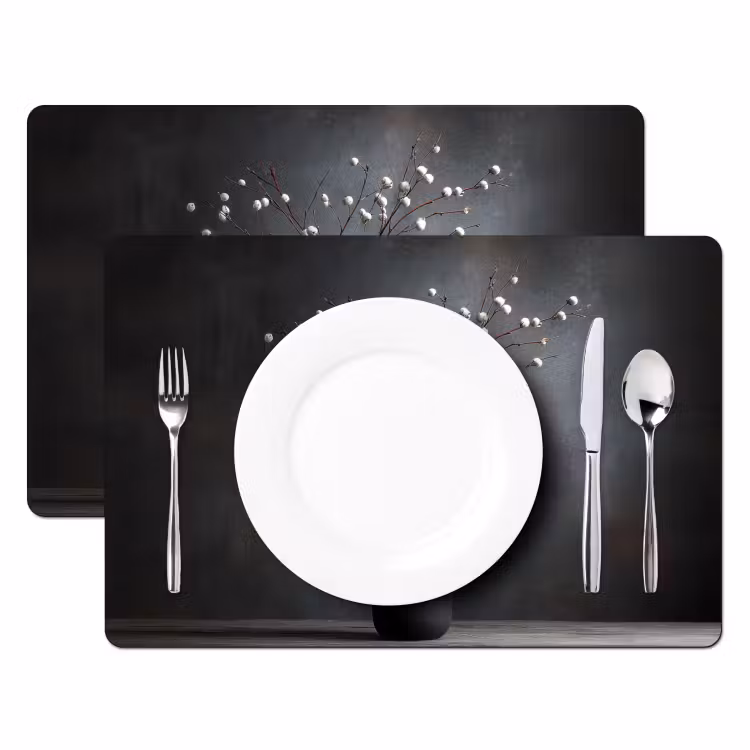 Tovaglietta in vinile - Rami - Vaso - Sfere - Bianco — 2