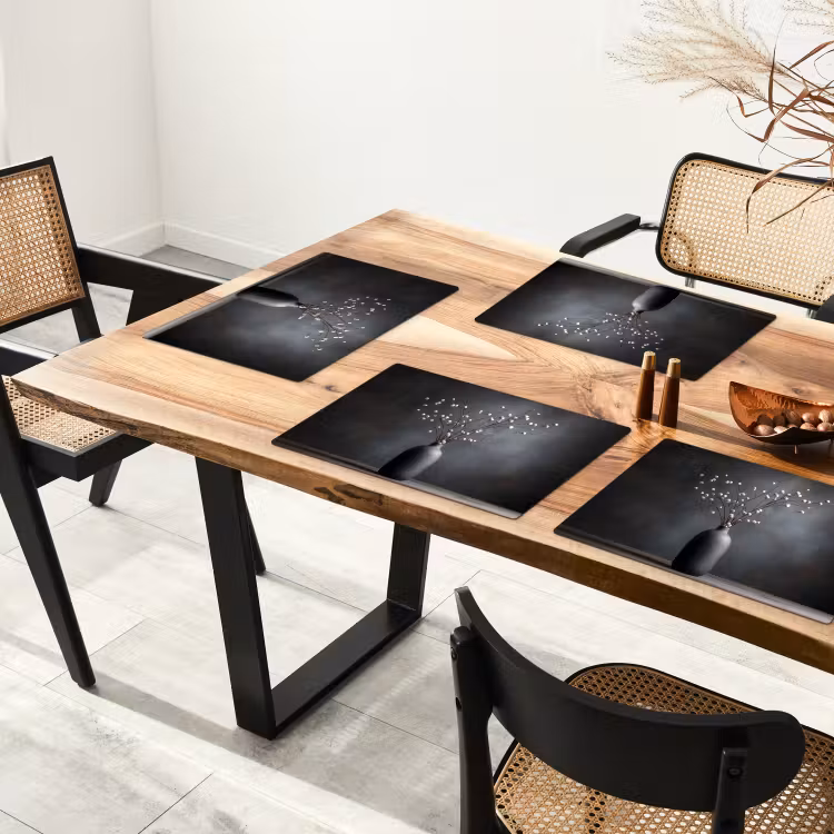 Tovaglietta in vinile - Rami - Vaso - Sfere - Bianco — 4