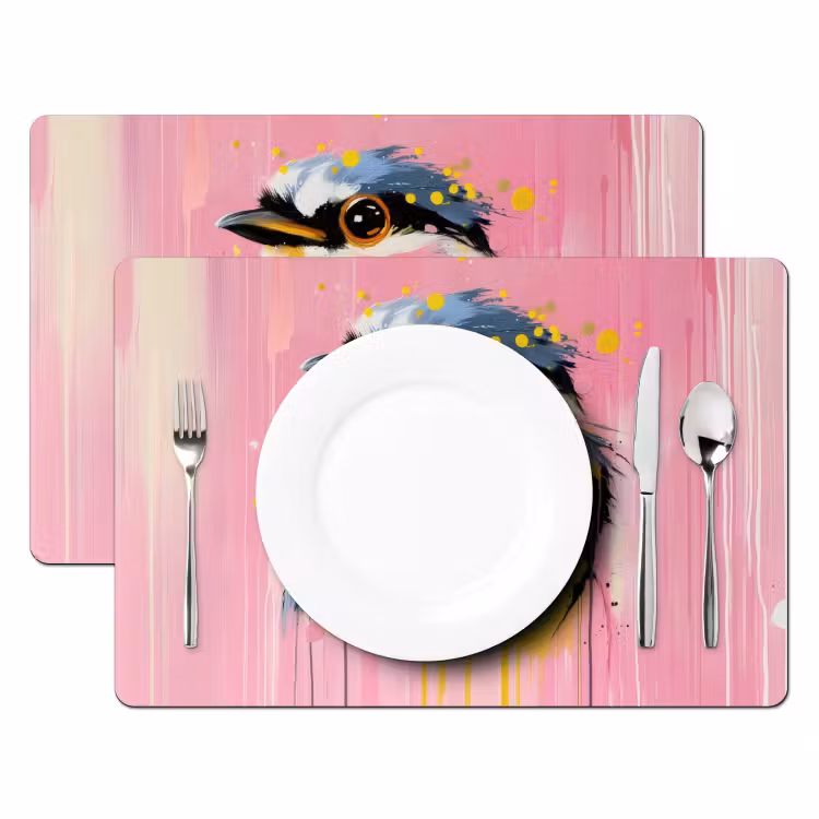 Tovaglietta in vinile - Uccello - Rosa - Giallo - Blu — 2