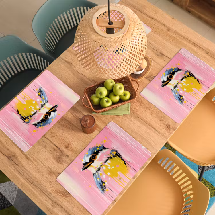 Tovaglietta in vinile - Uccello - Rosa - Giallo - Blu — 3
