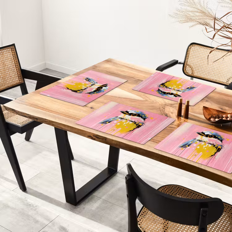 Tovaglietta in vinile - Uccello - Rosa - Giallo - Blu — 4