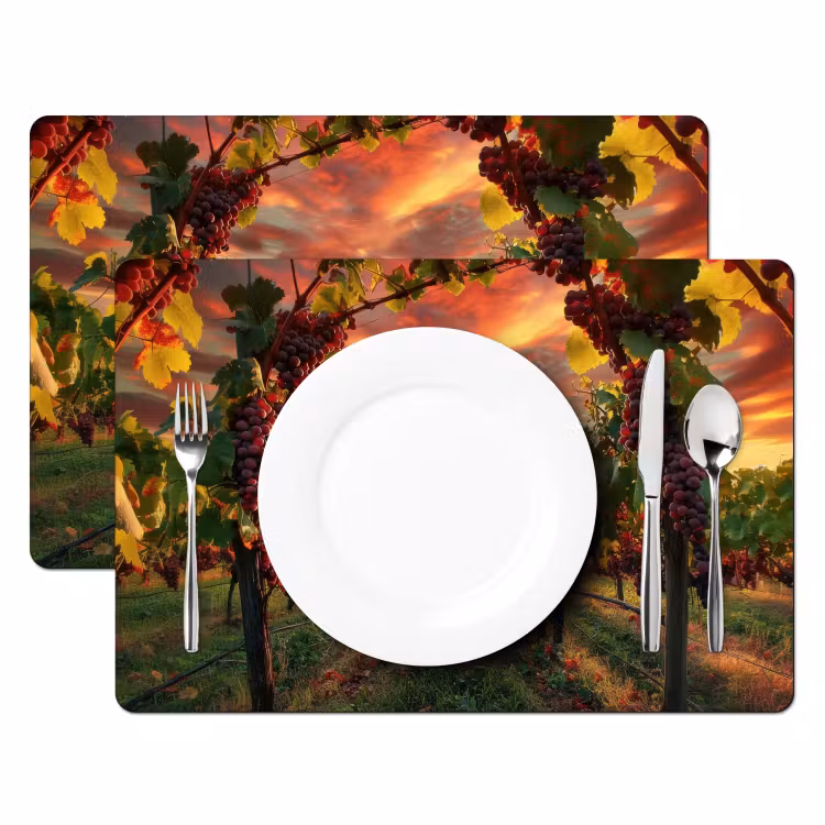 Tovaglietta in vinile - Vigneto - Uva - Tramonto — 2