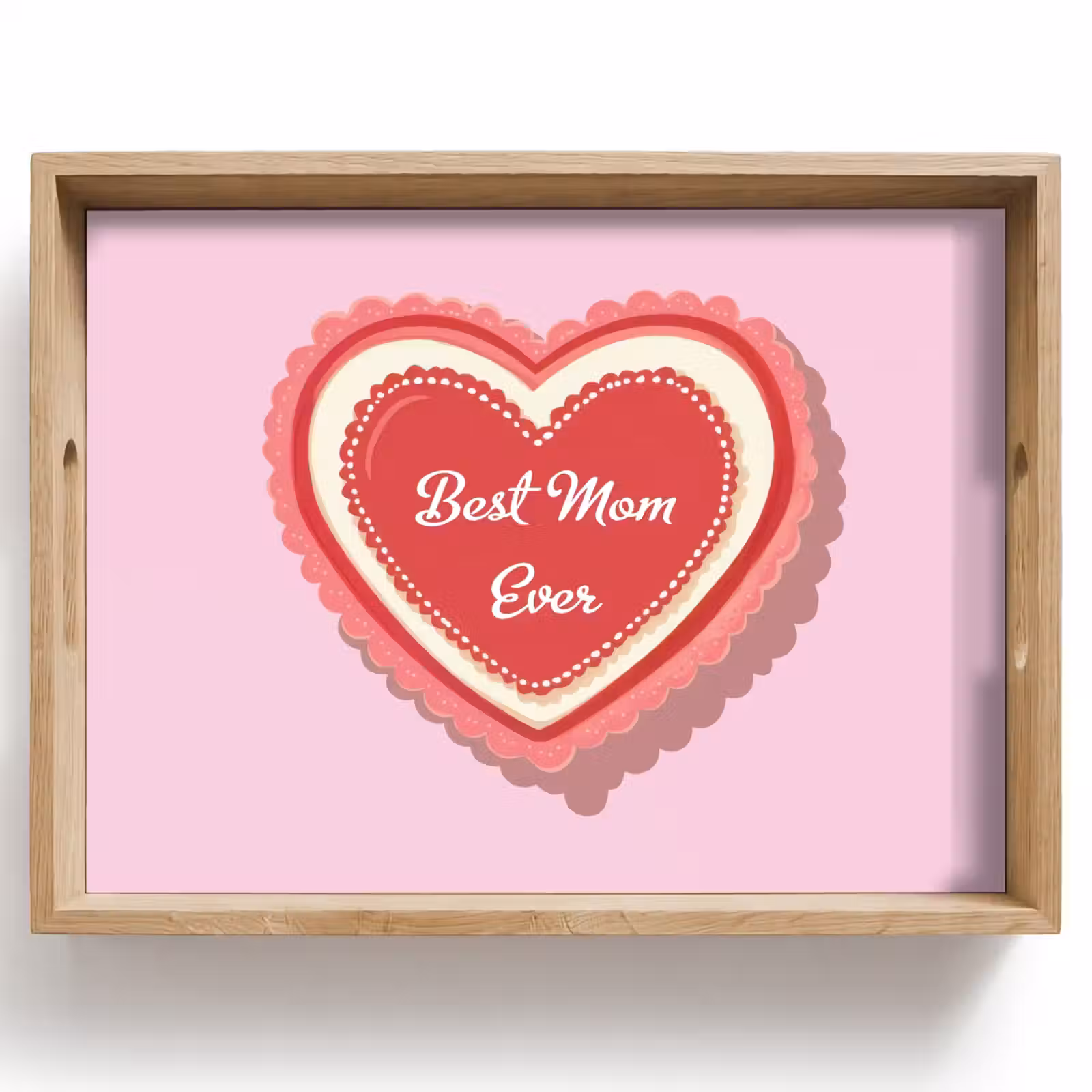 Vassoio - Testo - Cuore - Madre - Rosa — 1