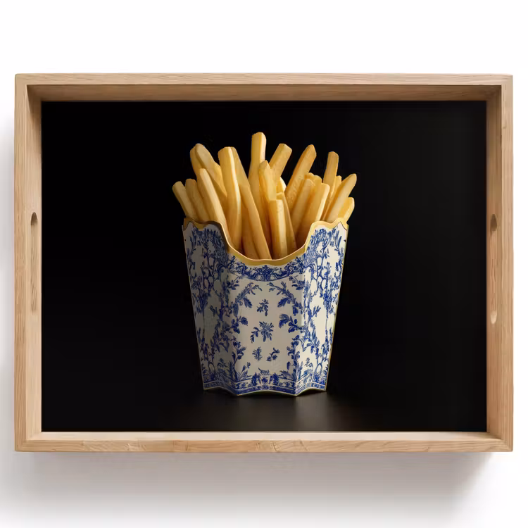 Vassoio - Patatine fritte - Porcellana - Blu Delft - Cibo — 1