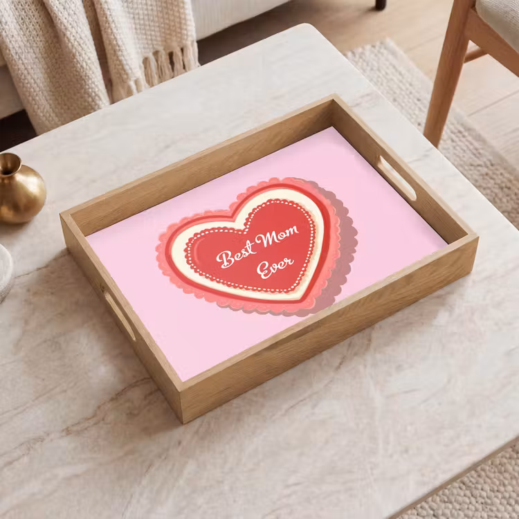Vassoio - Testo - Cuore - Madre - Rosa — 2