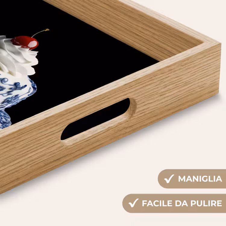 Vassoio - Torta - Panna montata - Ciliegia - Piatto - Blu Delft — 8