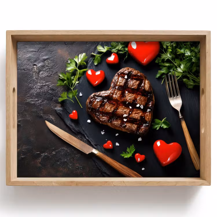 Vassoio - Bistecca - Cuore - Posate — 1