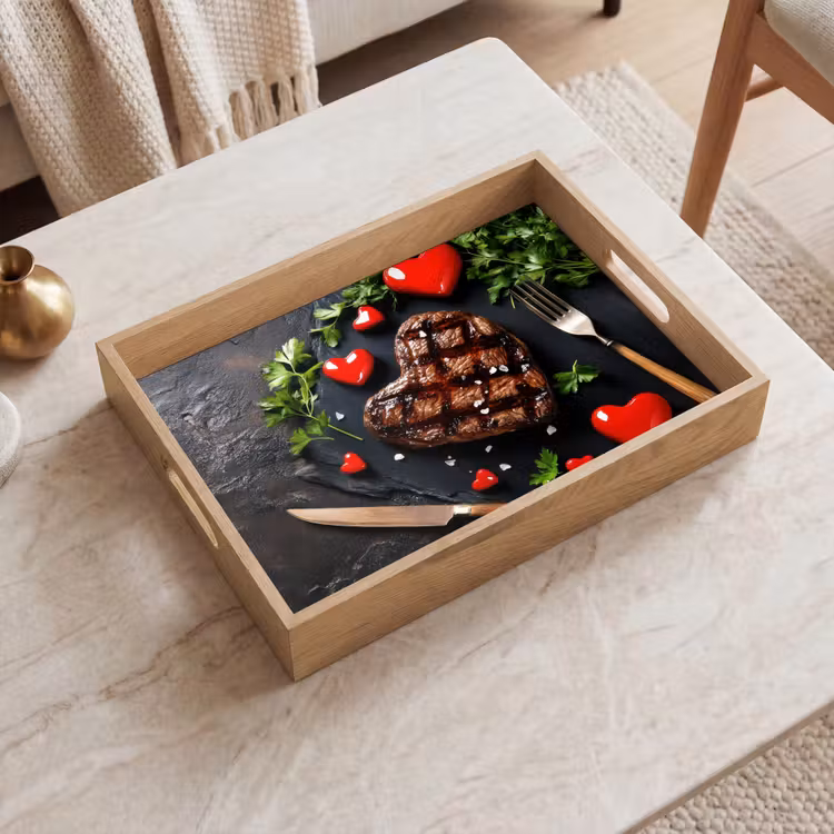 Vassoio - Bistecca - Cuore - Posate — 2