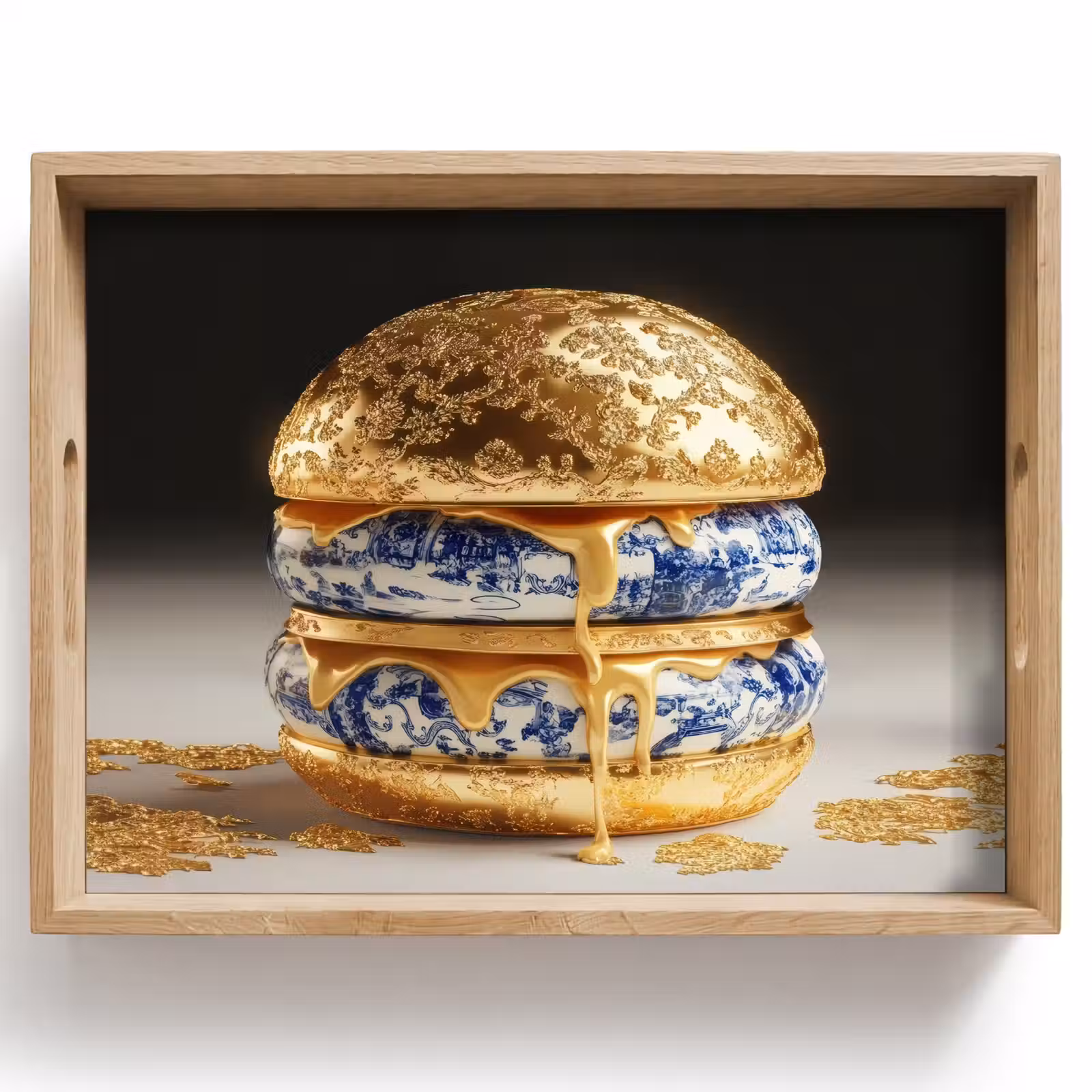 Vassoio - Blu Delft - Oro - Cittadino — 1