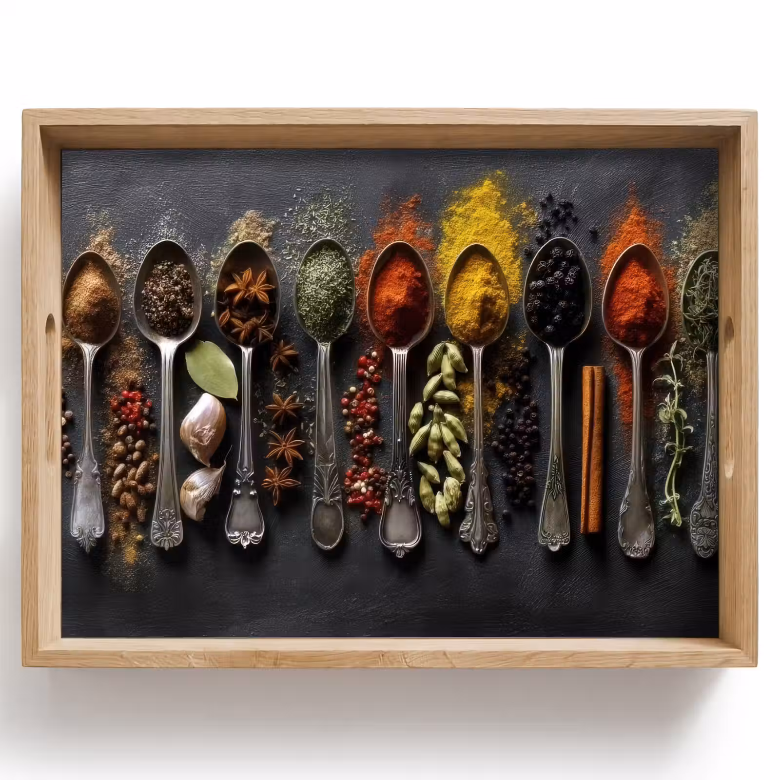 Vassoio - Cucchiai - Spezie - Cannella - Peperoncino — 1