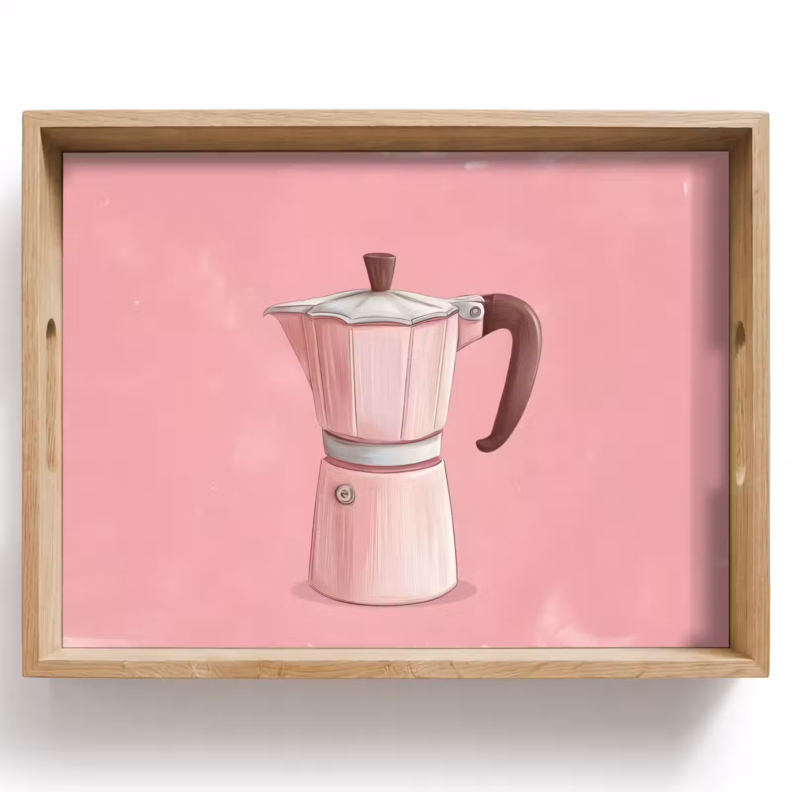 Vassoio - Rosa - Mug pot - Illustrazione - Caffè — 1