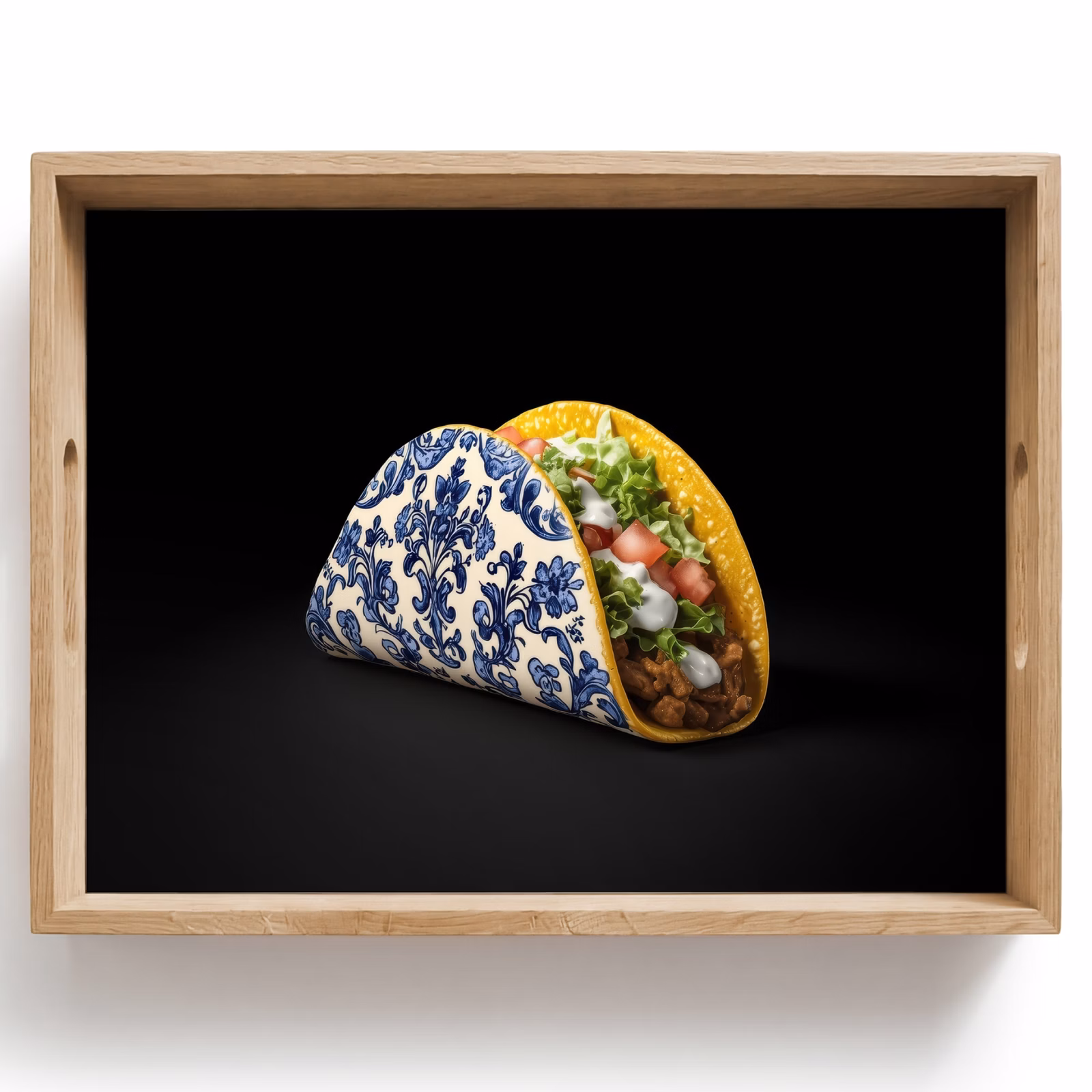 Vassoio - Taco - Carne - Insalata - Blu Delft - Motivo — 1
