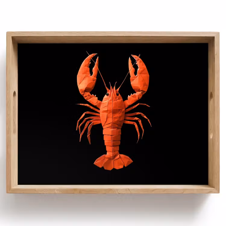 Vassoio - Aragosta - Carta - Carta origami - Rosso — 1