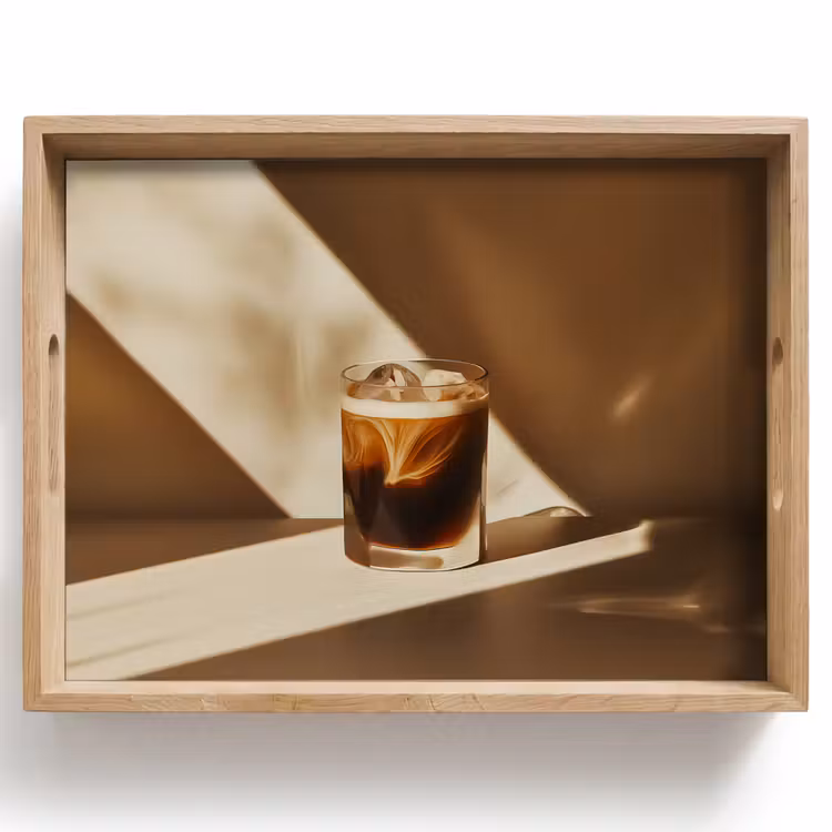 Vassoio - Bicchiere - Caffè freddo - Ombra - Marrone — 1